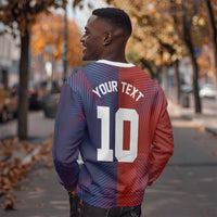 Custom Haiti National Football Sweatshirt Red Blue The Half Sporty Design - Wonder Print Shop