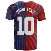 Custom Haiti National Football T shirt Red Blue The Half Sporty Design - Wonder Print Shop