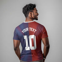 Custom Haiti National Football T shirt Red Blue The Half Sporty Design - Wonder Print Shop