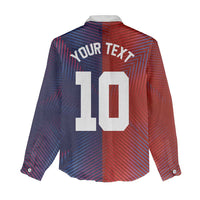 Custom Haiti National Football Women Casual Shirt Red Blue The Half Sporty Design - Wonder Print Shop