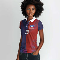 Custom Haiti National Football Women Polo Shirt Red Blue The Half Sporty Design - Wonder Print Shop