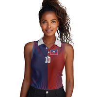 Custom Haiti National Football Women Sleeveless Polo Shirt Red Blue The Half Sporty Design - Wonder Print Shop