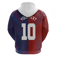 Custom Haiti National Football Zip Hoodie Red Blue The Half Sporty Design - Wonder Print Shop