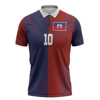 Custom Haiti National Football Zipper Polo Shirt Red Blue The Half Sporty Design - Wonder Print Shop