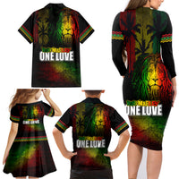 King of Reggae Family Matching Long Sleeve Bodycon Dress and Hawaiian Shirt Jamaican Reggae One Love - Wonder Print Shop