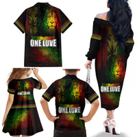 King of Reggae Family Matching Off The Shoulder Long Sleeve Dress and Hawaiian Shirt Jamaican Reggae One Love - Wonder Print Shop
