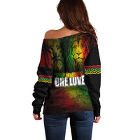 King of Reggae Off Shoulder Sweater Jamaican Reggae One Love - Wonder Print Shop
