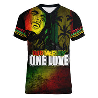 King of Reggae Women V-Neck T-Shirt Jamaican Reggae One Love - Wonder Print Shop