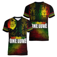 King of Reggae Women V-Neck T-Shirt Jamaican Reggae One Love - Wonder Print Shop