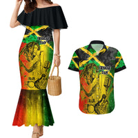 Jamaican Reggae Singer Couples Matching Mermaid Dress and Hawaiian Shirt B-Marley Reggae Grunge - Wonder Print Shop