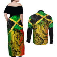 Jamaican Reggae Singer Couples Matching Off Shoulder Maxi Dress and Long Sleeve Button Shirt B-Marley Reggae Grunge - Wonder Print Shop