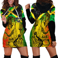 Jamaican Reggae Singer Hoodie Dress B-Marley Reggae Grunge - Wonder Print Shop