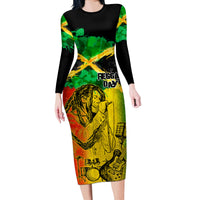 Jamaican Reggae Singer Long Sleeve Bodycon Dress B-Marley Reggae Grunge - Wonder Print Shop