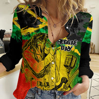 Jamaican Reggae Singer Women Casual Shirt B-Marley Reggae Grunge - Wonder Print Shop