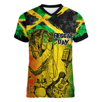 Jamaican Reggae Singer Women V-Neck T-Shirt B-Marley Reggae Grunge - Wonder Print Shop
