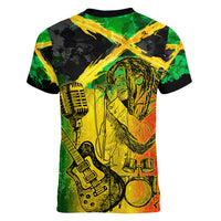 Jamaican Reggae Singer Women V-Neck T-Shirt B-Marley Reggae Grunge - Wonder Print Shop