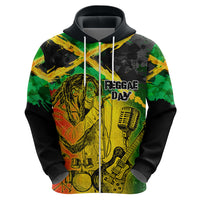 Jamaican Reggae Singer Zip Hoodie B-Marley Reggae Grunge - Wonder Print Shop
