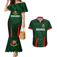 Custom Bangladesh Cricket Couples Matching Mermaid Dress and Hawaiian Shirt The Tigers Green-Red Glory