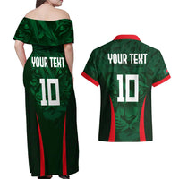 Custom Bangladesh Cricket Couples Matching Off Shoulder Maxi Dress and Hawaiian Shirt The Tigers Green-Red Glory