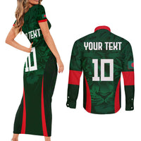 Custom Bangladesh Cricket Couples Matching Short Sleeve Bodycon Dress and Long Sleeve Button Shirt The Tigers Green-Red Glory