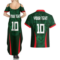 Custom Bangladesh Cricket Couples Matching Summer Maxi Dress and Hawaiian Shirt The Tigers Green-Red Glory