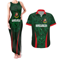 Custom Bangladesh Cricket Couples Matching Tank Maxi Dress and Hawaiian Shirt The Tigers Green-Red Glory