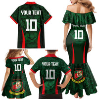 Custom Bangladesh Cricket Family Matching Mermaid Dress and Hawaiian Shirt The Tigers Green-Red Glory