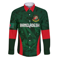 Custom Bangladesh Cricket Family Matching Off The Shoulder Long Sleeve Dress and Hawaiian Shirt The Tigers Green-Red Glory