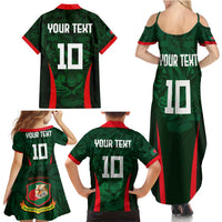 Custom Bangladesh Cricket Family Matching Summer Maxi Dress and Hawaiian Shirt The Tigers Green-Red Glory