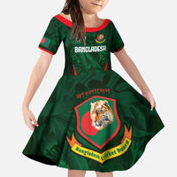 Custom Bangladesh Cricket Family Matching Tank Maxi Dress and Hawaiian Shirt The Tigers Green-Red Glory
