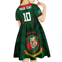 Custom Bangladesh Cricket Kid Short Sleeve Dress The Tigers Green-Red Glory