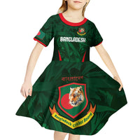 Custom Bangladesh Cricket Kid Short Sleeve Dress The Tigers Green-Red Glory