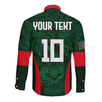 Custom Bangladesh Cricket Long Sleeve Button Shirt The Tigers Green-Red Glory