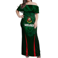 Custom Bangladesh Cricket Off Shoulder Maxi Dress The Tigers Green-Red Glory