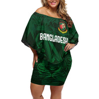 Custom Bangladesh Cricket Off Shoulder Short Dress The Tigers Green-Red Glory
