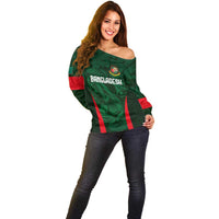 Custom Bangladesh Cricket Off Shoulder Sweater The Tigers Green-Red Glory