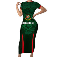 Custom Bangladesh Cricket Short Sleeve Bodycon Dress The Tigers Green-Red Glory