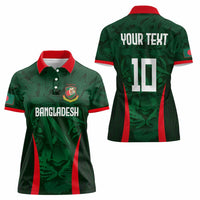 Custom Bangladesh Cricket Women Polo Shirt The Tigers Green-Red Glory