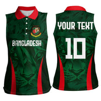 Custom Bangladesh Cricket Women Sleeveless Polo Shirt The Tigers Green-Red Glory