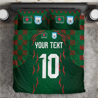 Custom Bangladesh Football Bedding Set Bengal Tigers Green-Red Warriors