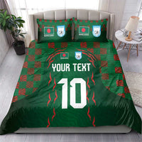 Custom Bangladesh Football Bedding Set Bengal Tigers Green-Red Warriors