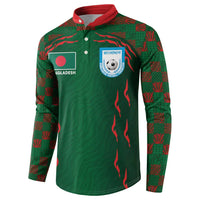 Custom Bangladesh Football Button Sweatshirt Bengal Tigers Green-Red Warriors