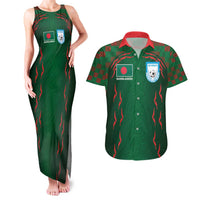 Custom Bangladesh Football Couples Matching Tank Maxi Dress and Hawaiian Shirt Bengal Tigers Green-Red Warriors