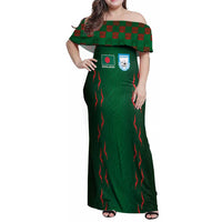 Custom Bangladesh Football Family Matching Off Shoulder Maxi Dress and Hawaiian Shirt Bengal Tigers Green-Red Warriors