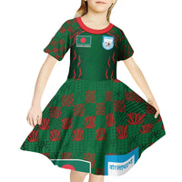 Custom Bangladesh Football Kid Short Sleeve Dress Bengal Tigers Green-Red Warriors