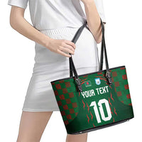 Custom Bangladesh Football Leather Tote Bag Bengal Tigers Green-Red Warriors