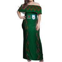 Custom Bangladesh Football Off Shoulder Maxi Dress Bengal Tigers Green-Red Warriors
