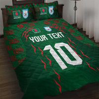 Custom Bangladesh Football Quilt Bed Set Bengal Tigers Green-Red Warriors