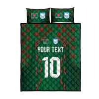 Custom Bangladesh Football Quilt Bed Set Bengal Tigers Green-Red Warriors