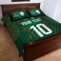 Custom Bangladesh Football Quilt Bed Set Bengal Tigers Green-Red Warriors
